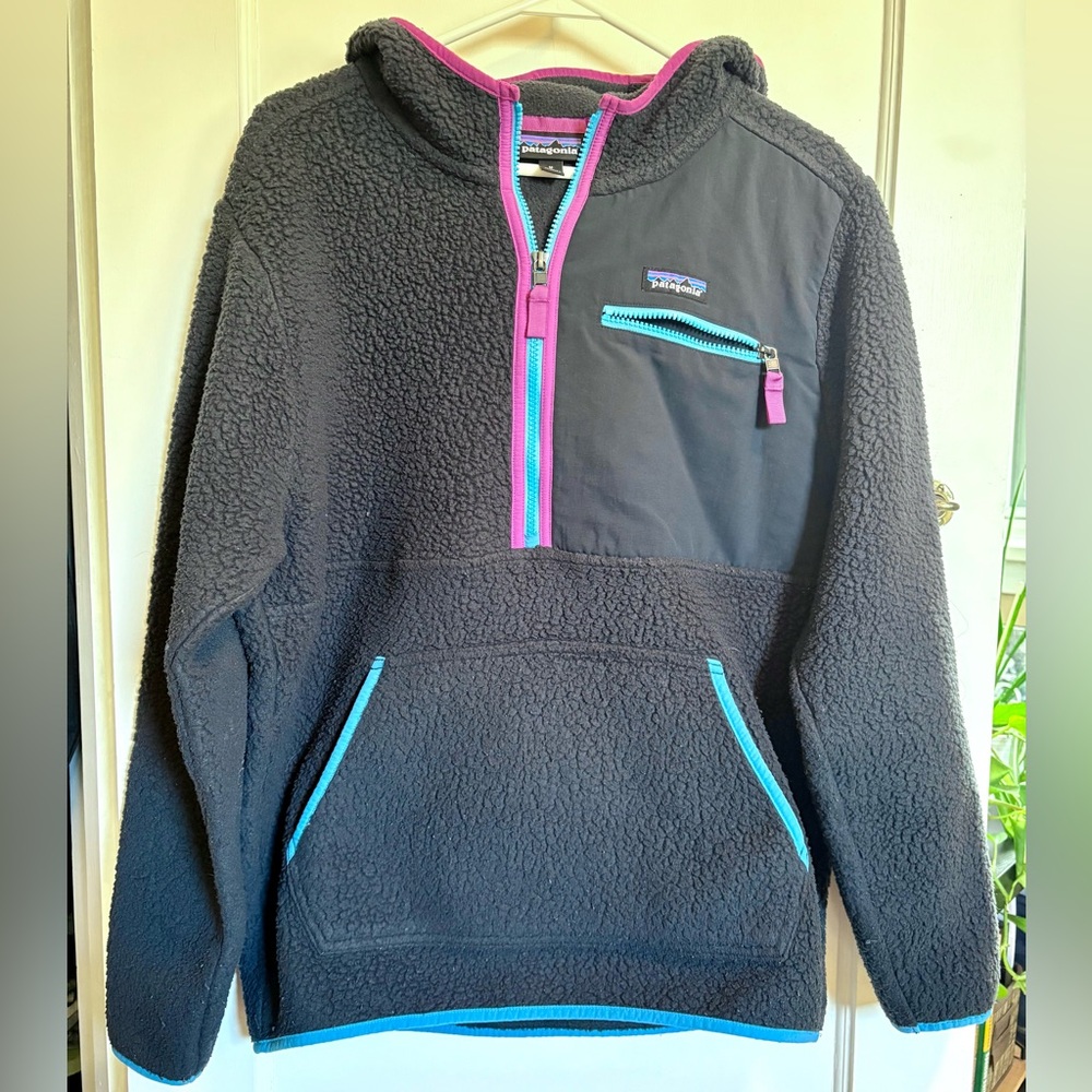 Patagonia Retro Pile Pullover Pitch Blue Fleece Sweater - Picture 2 of 4